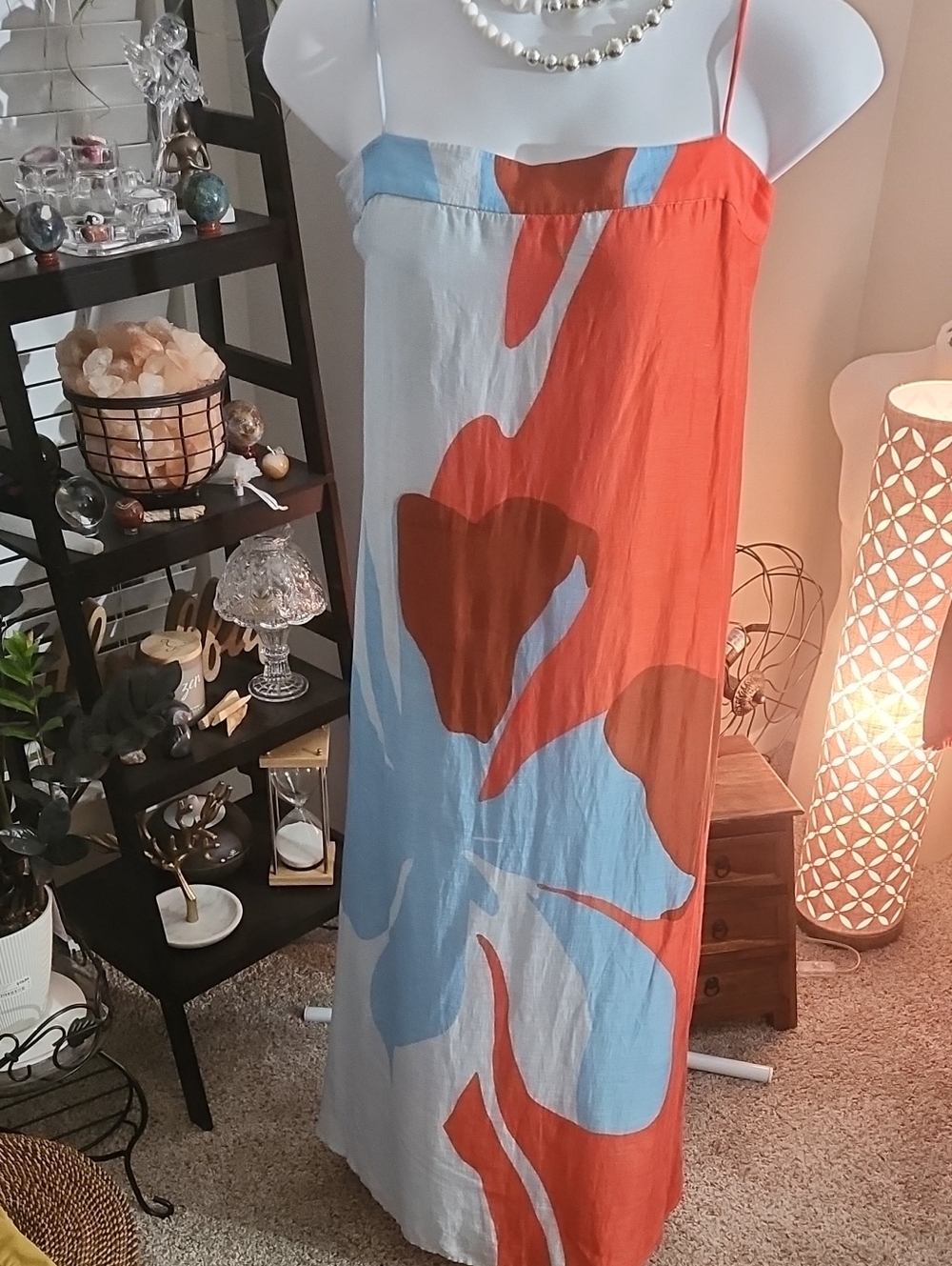 Significant Other Women’s Abstract Print Maxi Dress — Orange & Light Blue